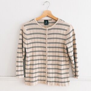 G KNITWEAR > Beige Striped Cardigan